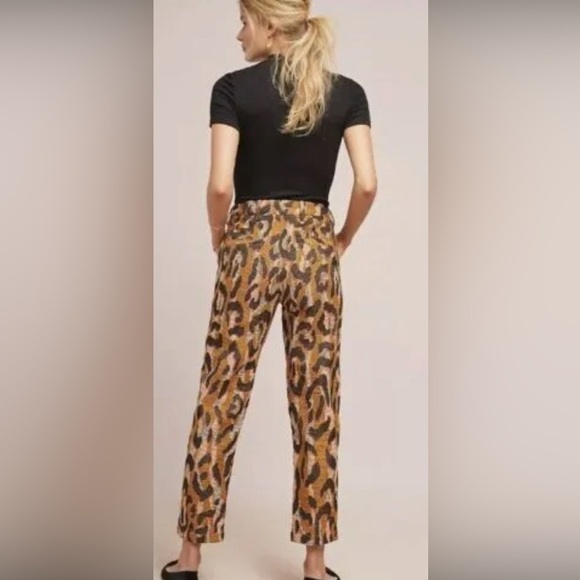 Anthropologie 34N 118W Leopard Trousers Animal Print Pants size 2 - Picture 2 of 6